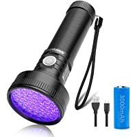 morpilot Linterna UV Ultravioleta Recargable con 51 LED- 395 nm Flashlight Luz UV Portátil Detector Ultravioleta para…